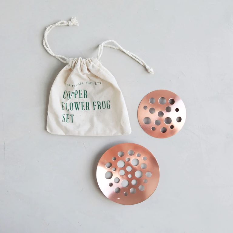 Floral Society Copper Flower Frog Set