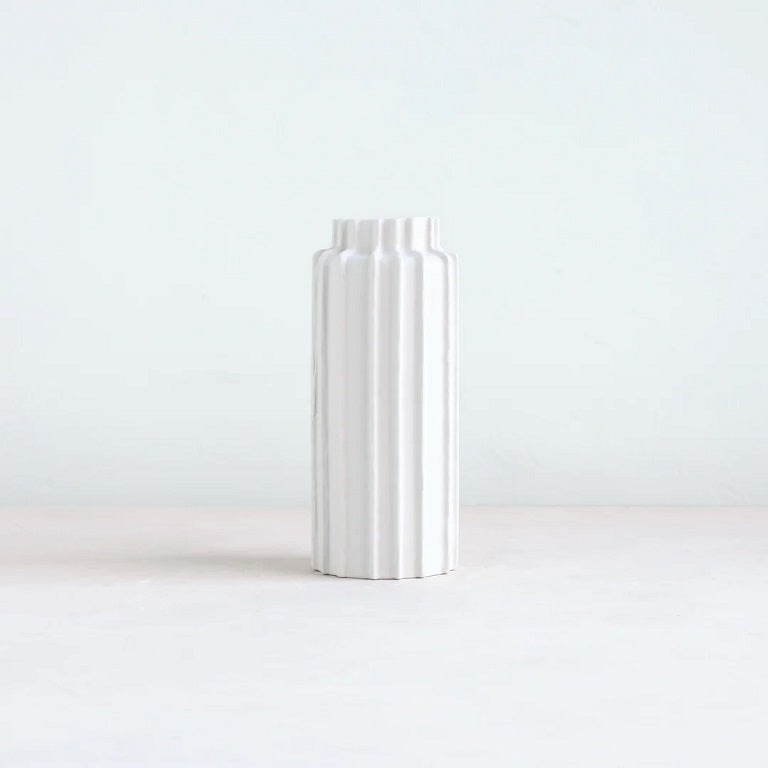 Floral Society Ceramic Ribbed Vase