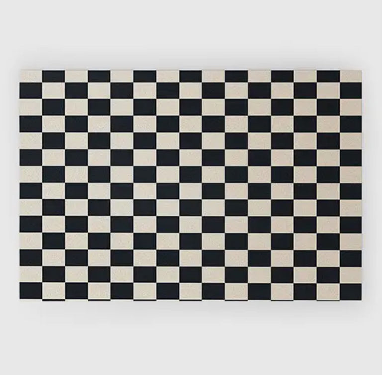 Deny Designs Welcome Mat - Black Cream Checker Pattern