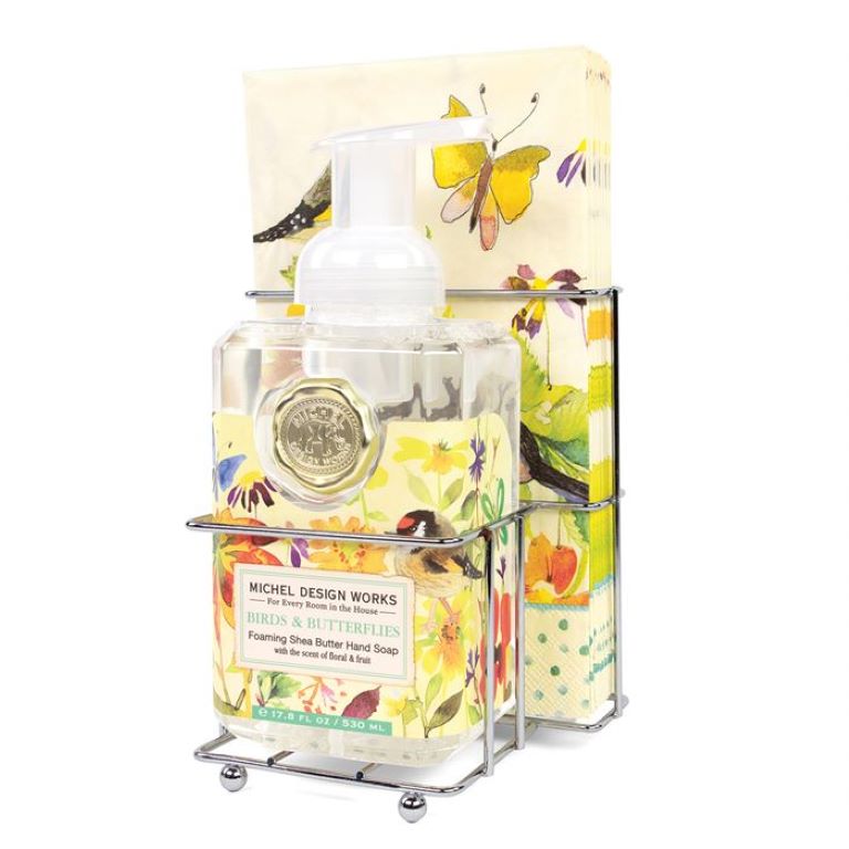 Michel Design Works Foaming Hand Soap & Napkin Set - Birds and Butterflies