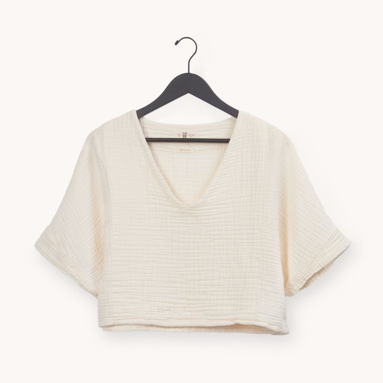 Pokoloko Crinkle Crop Short Sleeve Top