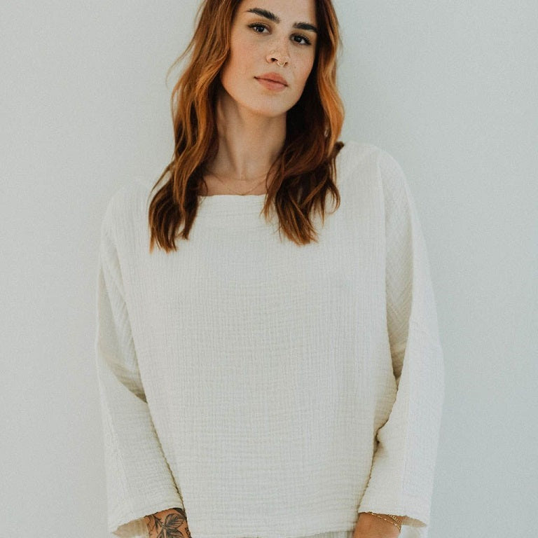 Pokoloko Crinkle Long Sleeve Boat Top