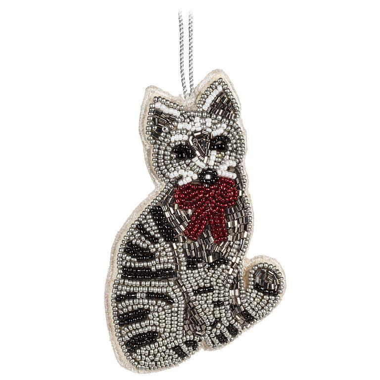 Abbott Ornament - Beaded Cat