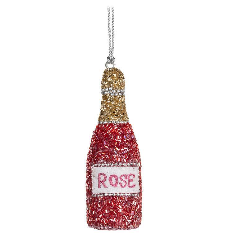 Abbott Ornament - Beaded Rosé Wine Bottle