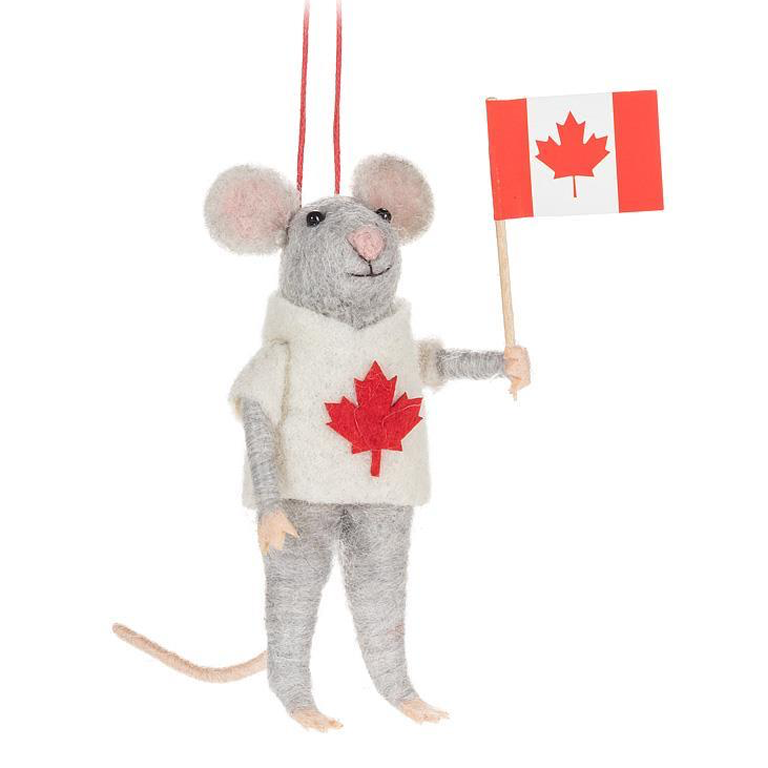 Abbott Ornament - Canadian Mouse with Flag