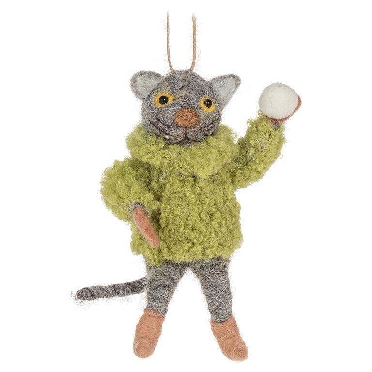 Abbott Ornament - Cat Throwing Snowballs