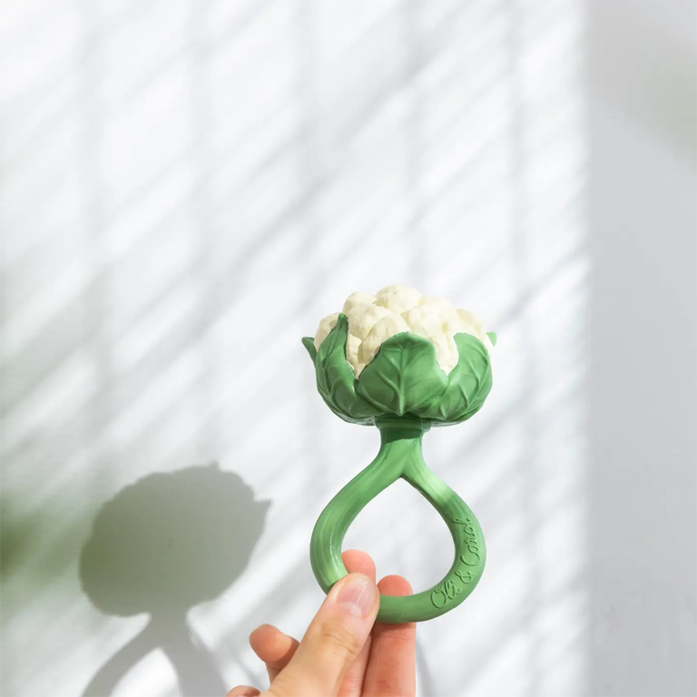 Oli&Carol 2 in 1 Teether and Rattle Toy - Cauliflower