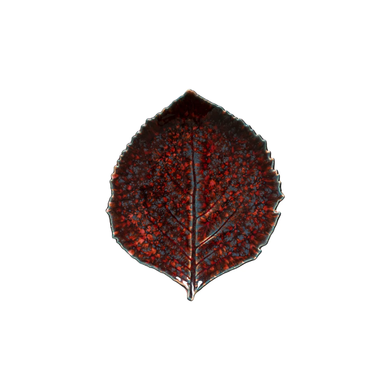 Costa Nova Riviera Hydrangea Leaf Small Plate - Vigne Red