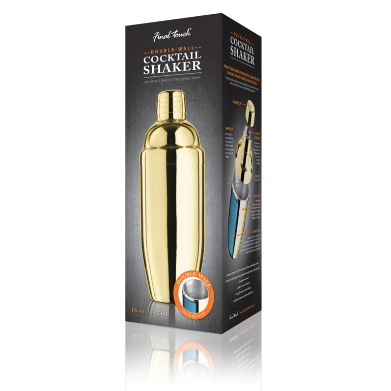 Final Touch Cocktail Shaker - Double Wall Brass