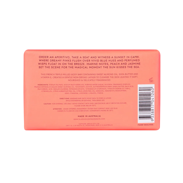 Glasshouse Fragrances Body Bar - Sunsets in Capri