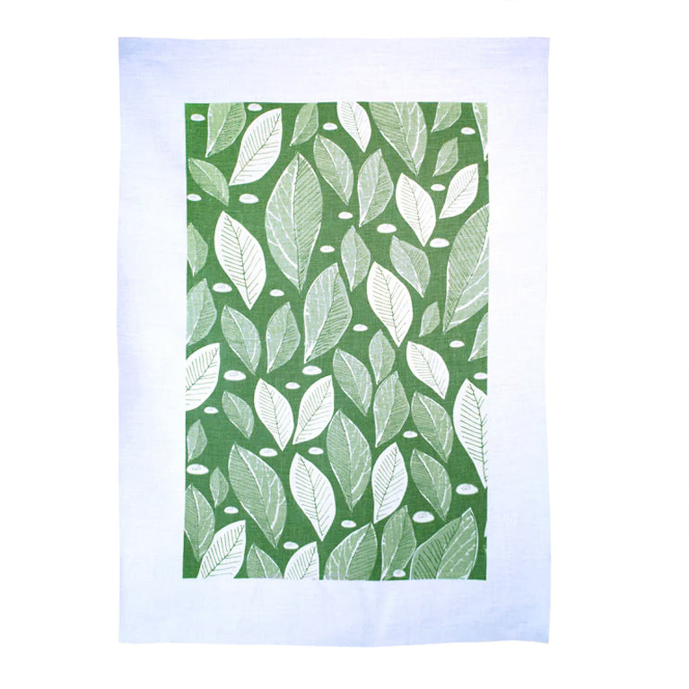 Rain Goose Tea Towel Leaf Green