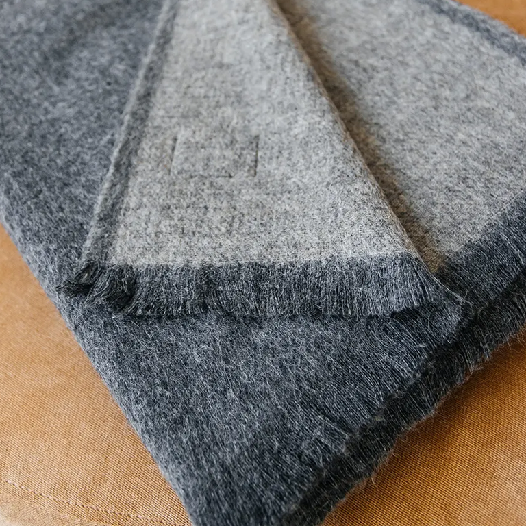 Linen Way Alpaca Wool Throw - Jutland - Pewter + Stone Grey