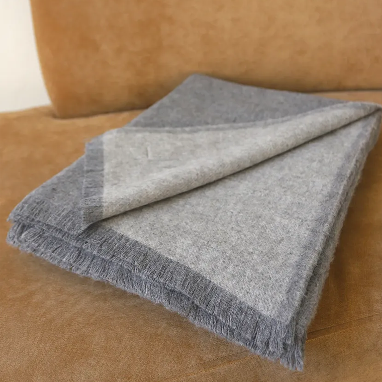 Linen Way Alpaca Wool Throw Jutland - Stone + Light Grey