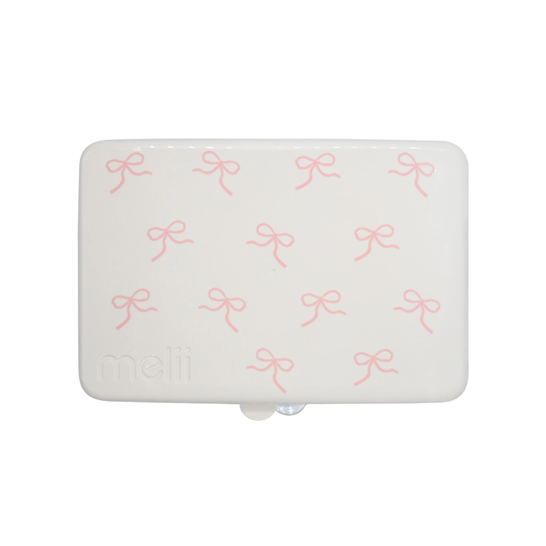 Melii Snackle Box 12 Compartments - Ivory with Bows