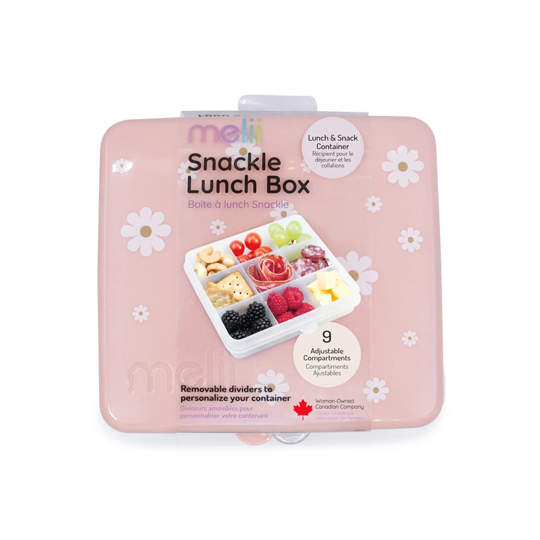 Melii Snackle Lunch Box — 9 Compartments — Peach Daisy