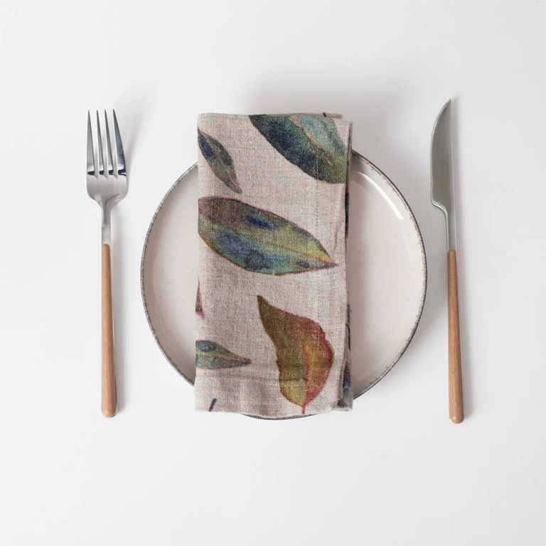 Linen Tales Napkins - Golden Fall on Natural Set of 2