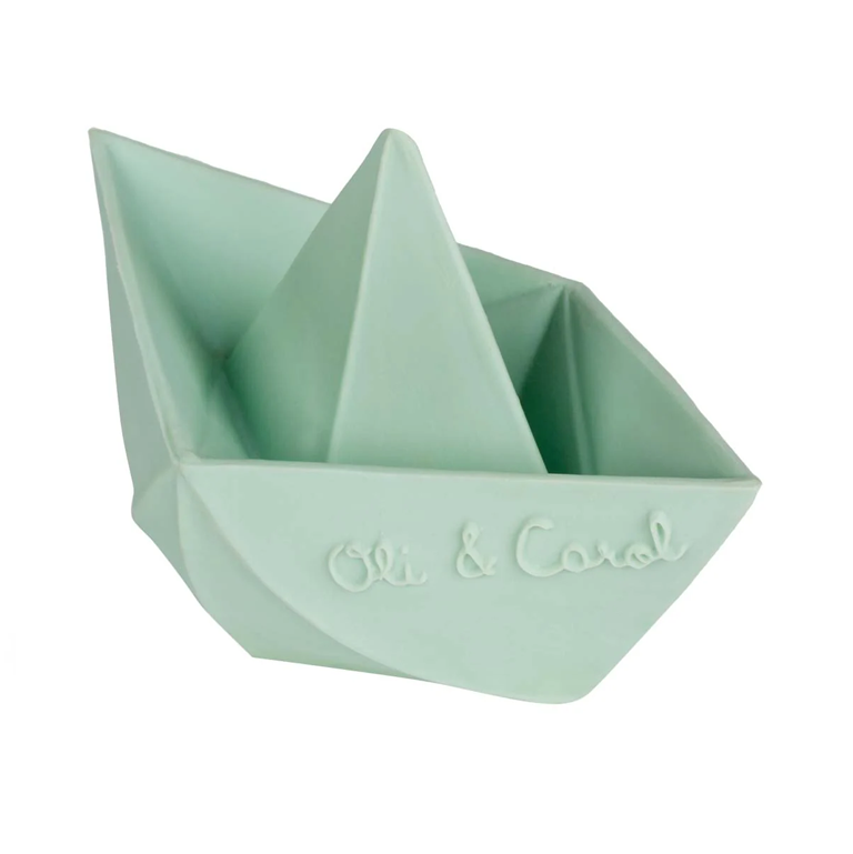 Oli&Carol Bath Toy and Teether Origami Boat - Mint