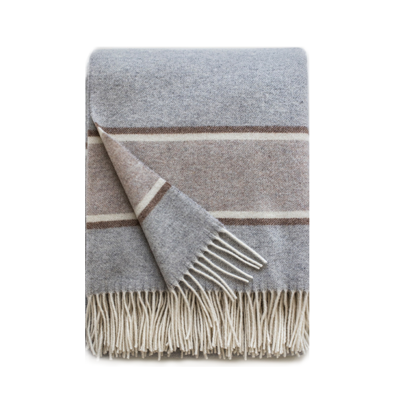 Linen Way Throw - Oslo Light Grey with Beige, Ivory and Taupe Stripes