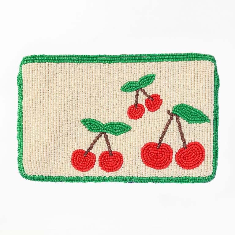 Ink&Alloy Leila Seed Bead Clutch With Strap - Cherries