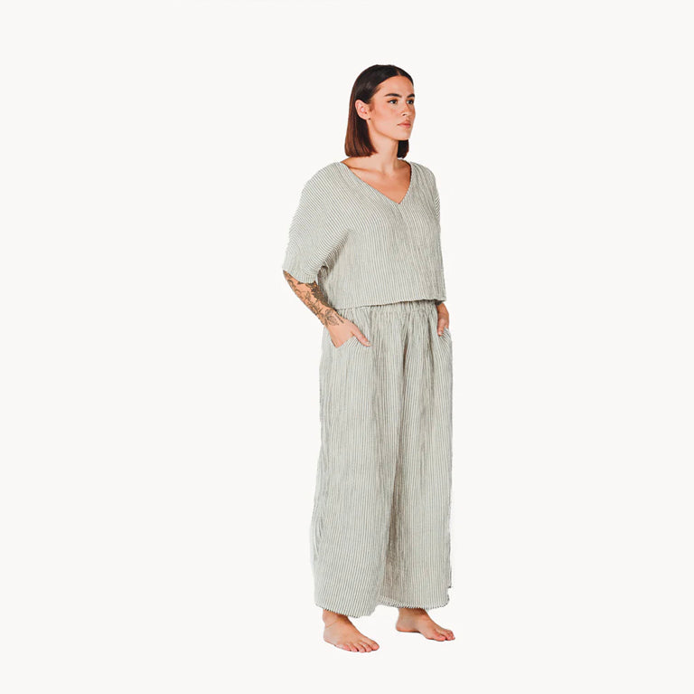 Pokoloko Crinkle Cropped Top - Striped
