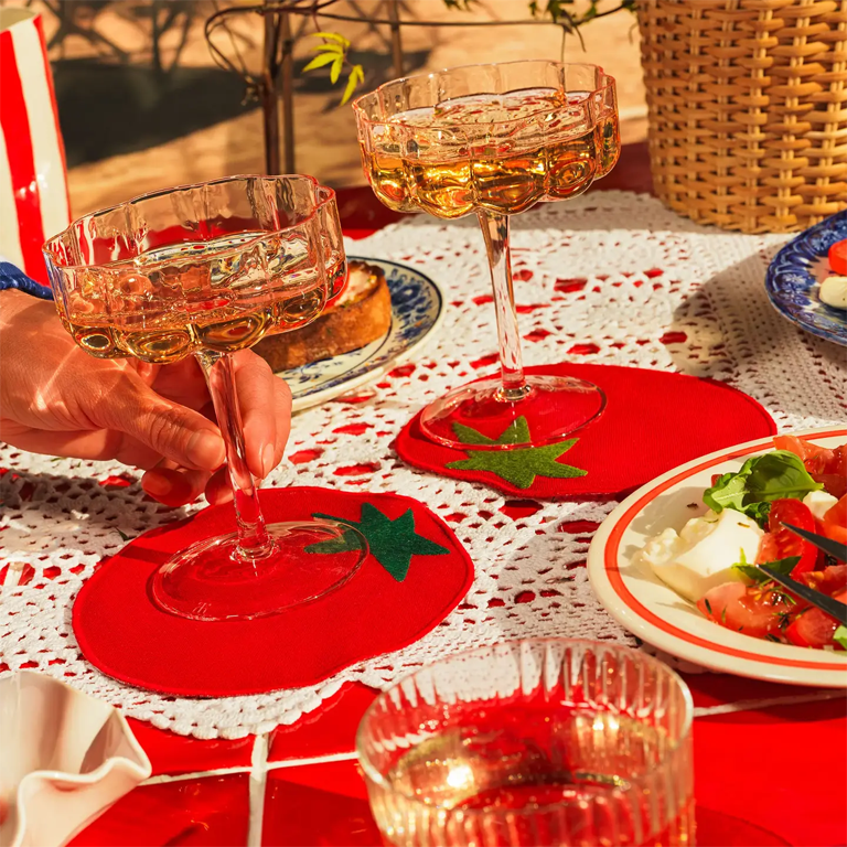 Piecework Puzzles Cocktail Napkins - Tomato