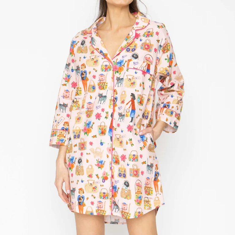Bon|Artis Long Shirt Pajamas - Oh La La Cats