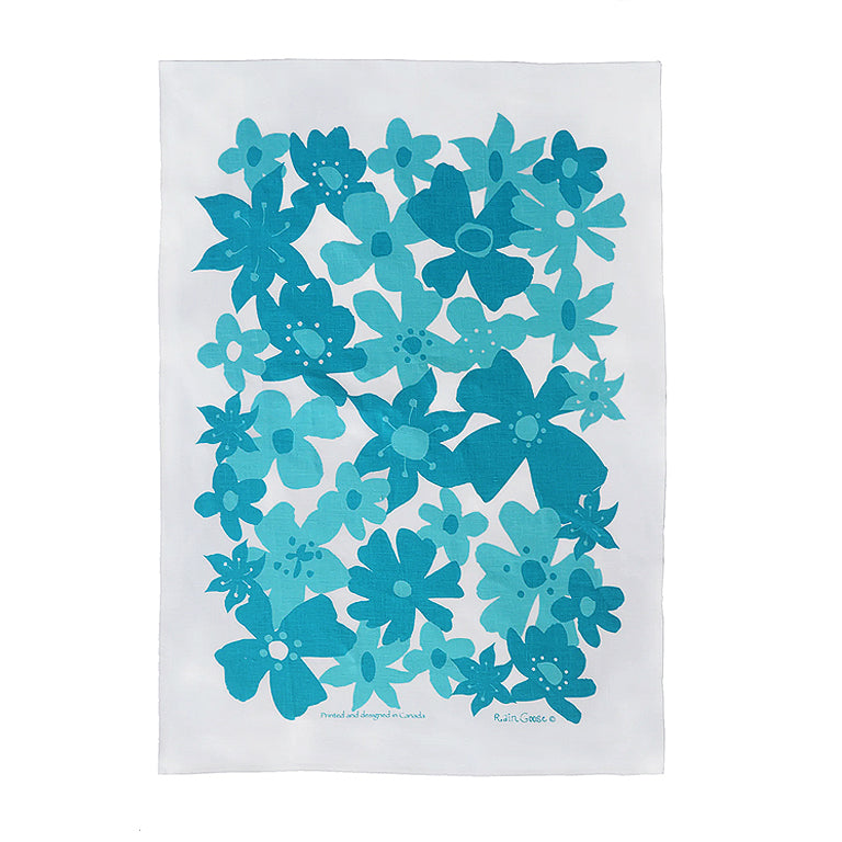 Rain Goose Tea Towel Turquoise Flower