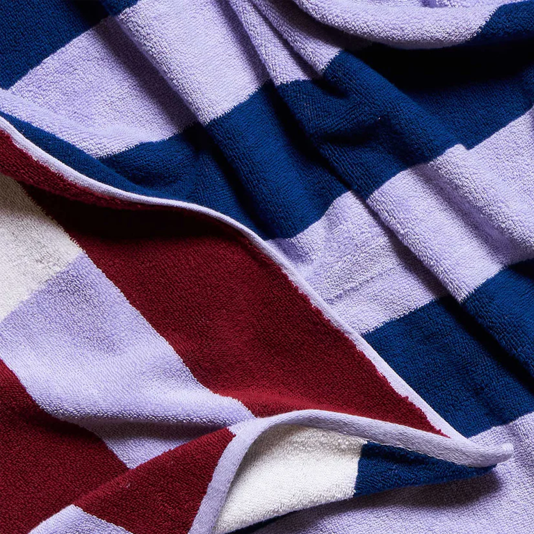 Typical Bath Towel - Offset Stripe Studio Navy, Lilac and Workshop White