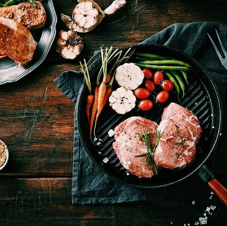 Skeppshult cast iron grill pan with walnut handle