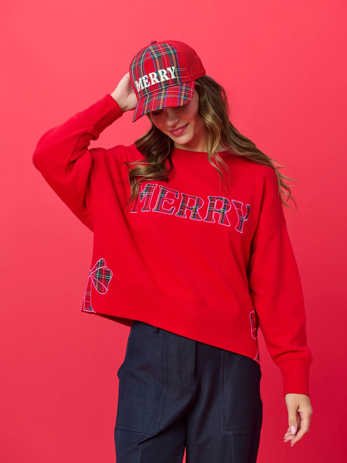 Shiraleah Sweatshirt - Plaid Merry Red