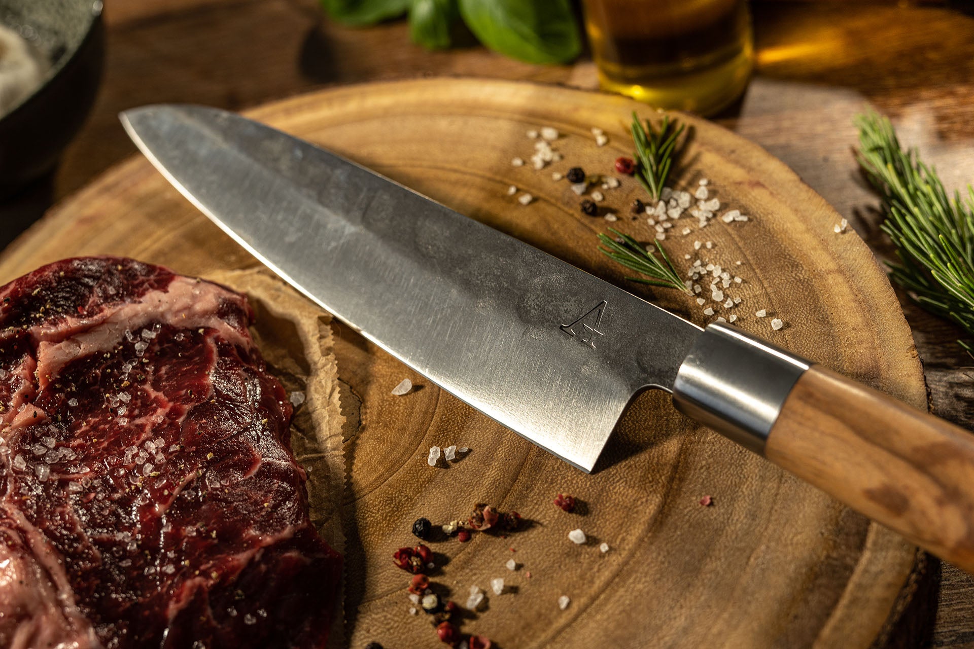 Anvil Chef's Knife with Leather Sheath