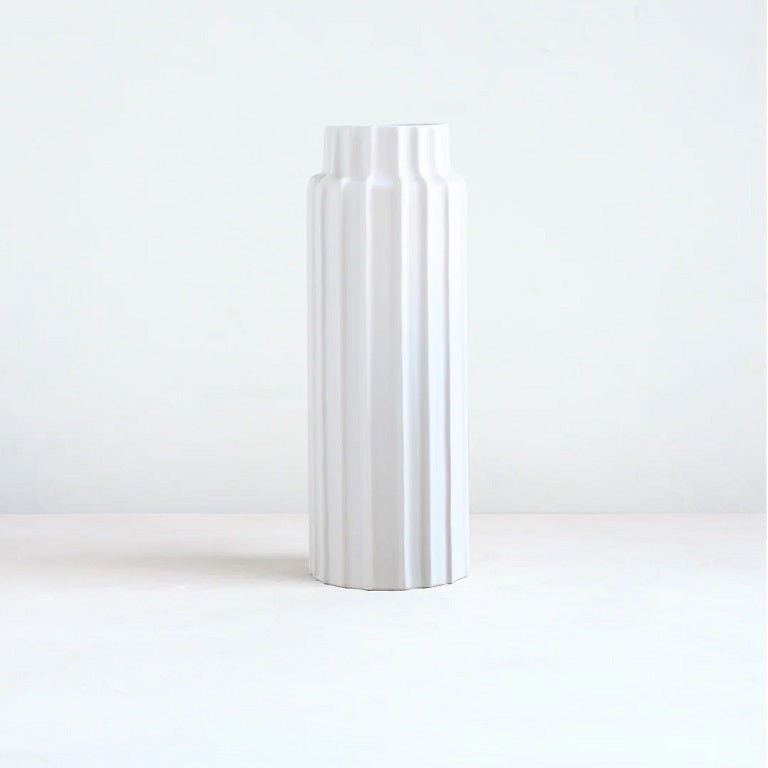 Floral Society Ceramic Ribbed Vase