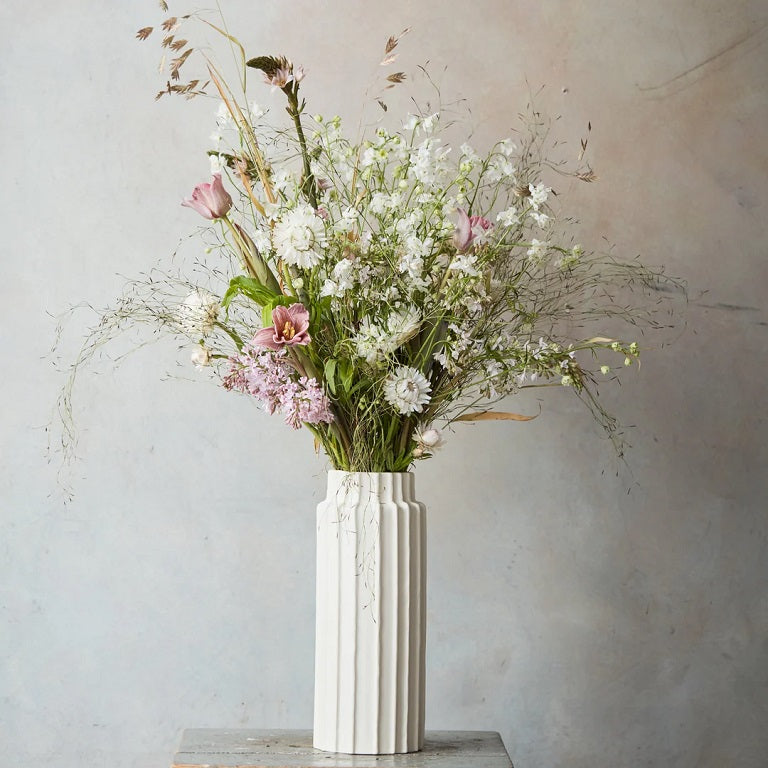 Floral Society Ceramic Ribbed Vase