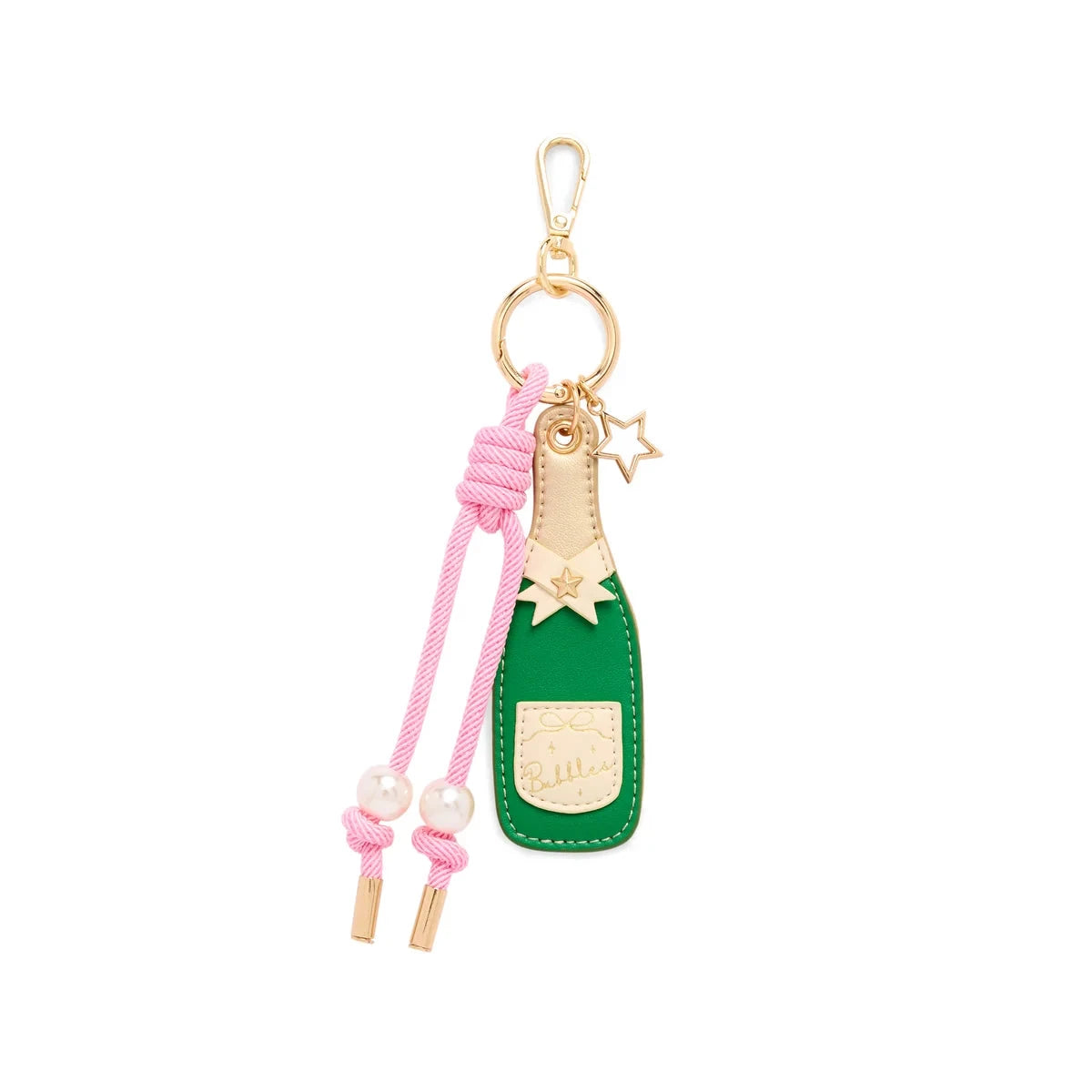Shiraleah Bag Charm - Champagne Bottle Green