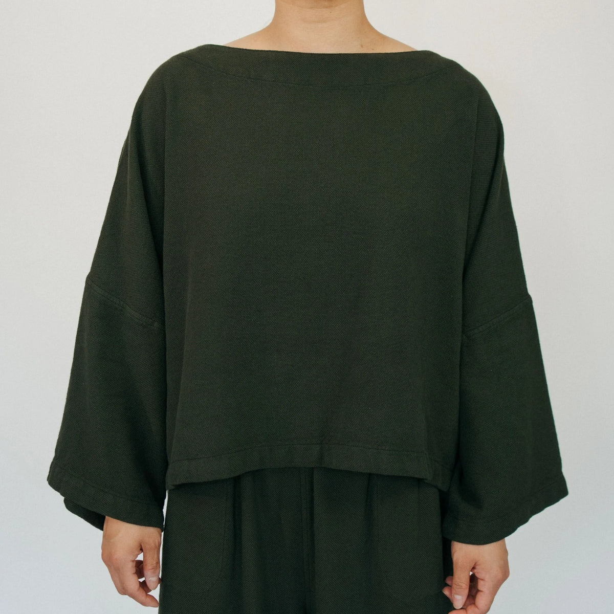 Pokoloko Loft Crop Bell Sleeve Top - Forest
