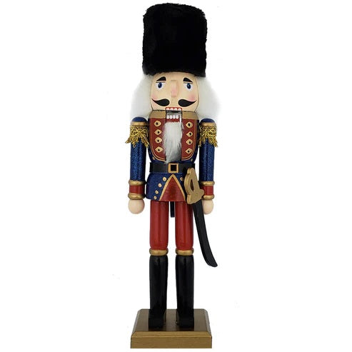 Traditional Nutcracker Blue Red and Black Fur Hat
