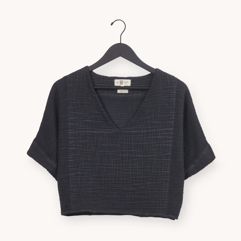Pokoloko Crinkle Crop Short Sleeve Top