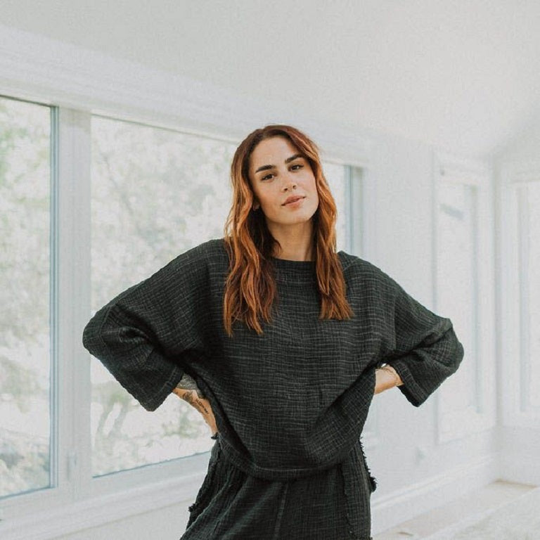 Pokoloko Crinkle Long Sleeve Boat Top