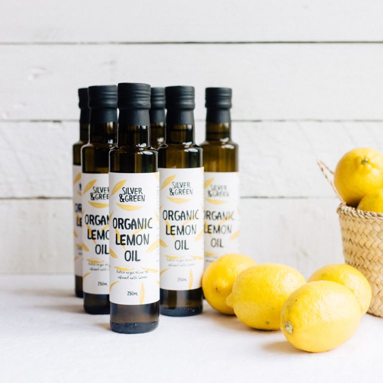 Silver and Green Organic Lemon Olive Oil