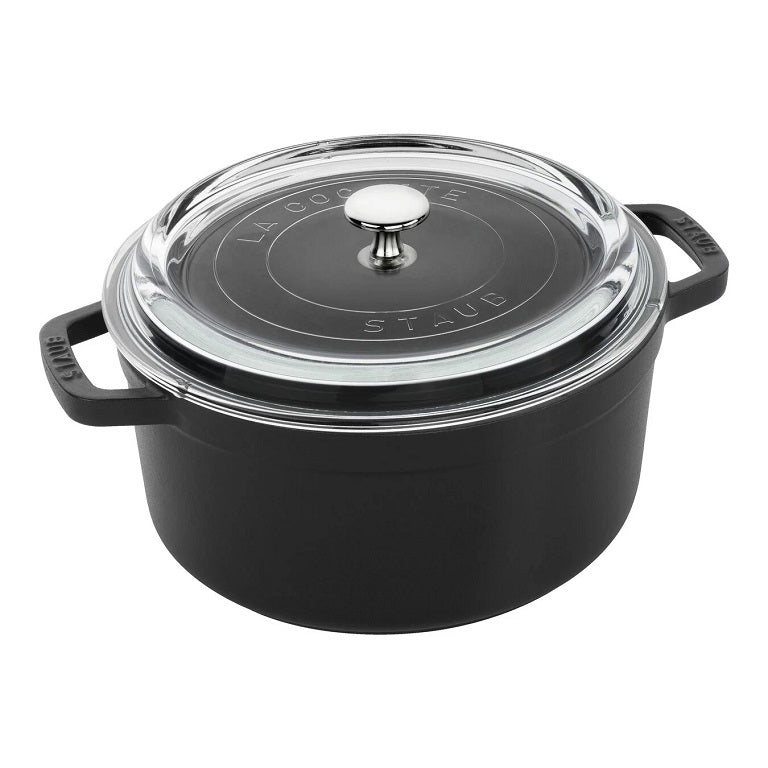 STAUB Cast Iron Round Cocotte - 4 Qt. with Glass Lid