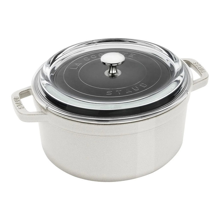 STAUB Cast Iron Round Cocotte - 4 Qt. with Glass Lid
