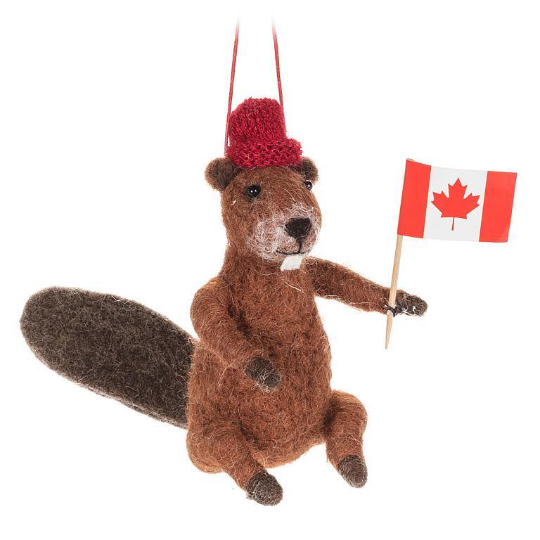 Abbott Ornament - Canadian Beaver with Flag