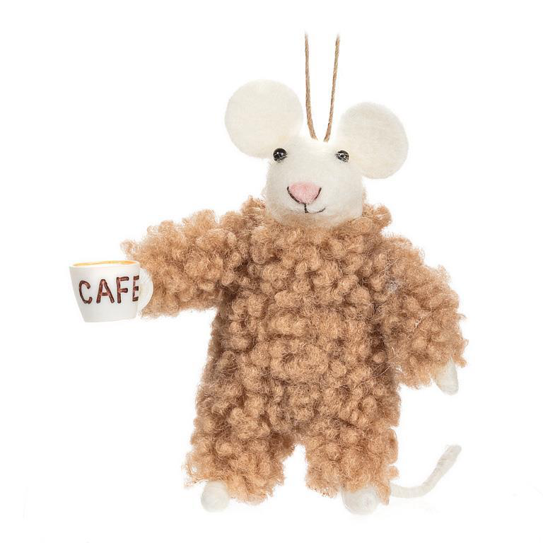Abbott Ornament - Mouse in Pjs with Mug