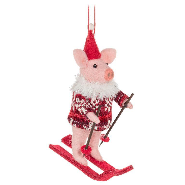 Abbott Ornament - Skiing Pig