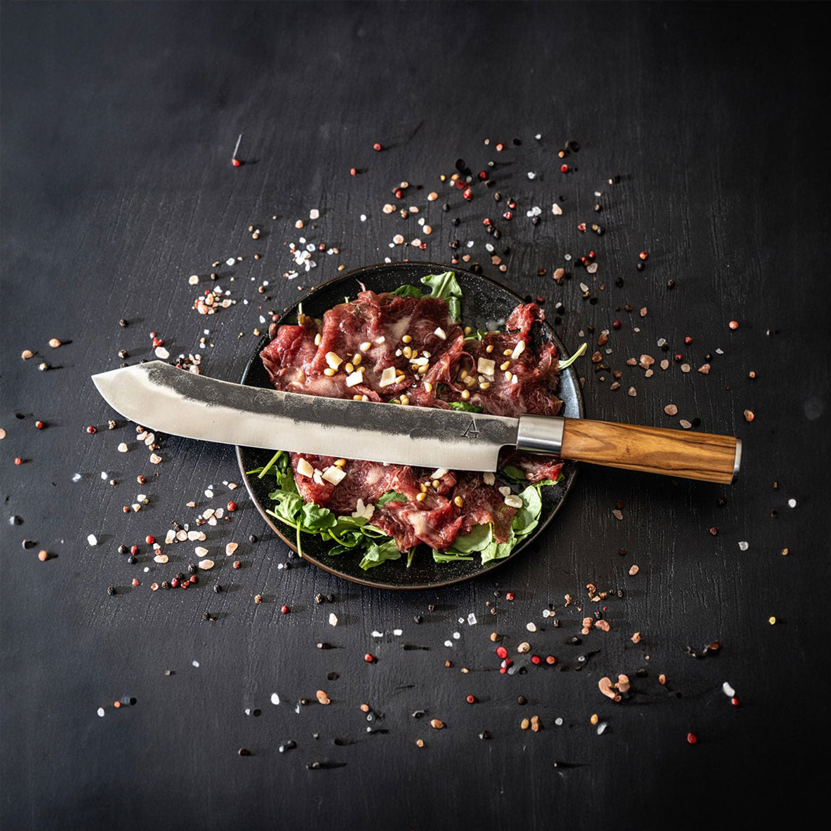 Anvil Butcher Knife with Leather Sheath