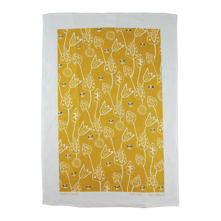 Rain Goose Tea Towel Bees Gold