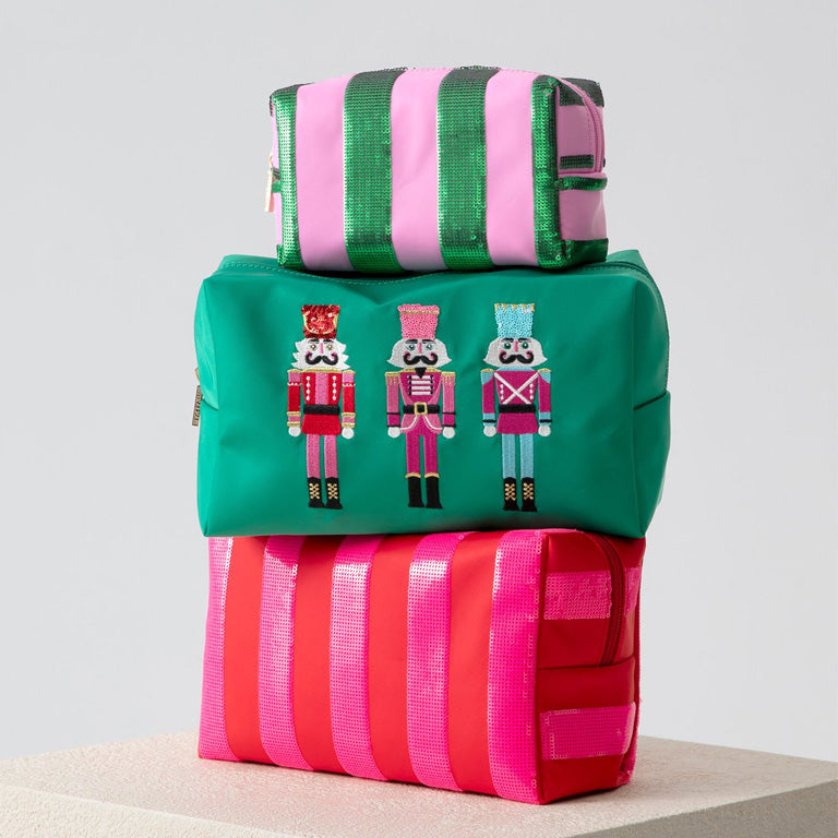 Shiraleah Cara Pouch - Pink and Green Stripe