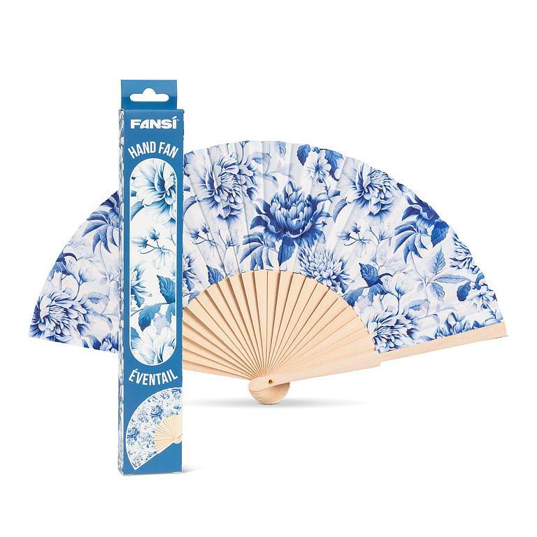 Abbott Hand Fan - Chintz Blue & White