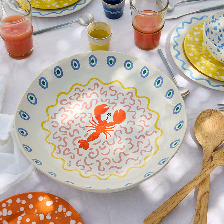 Costa Nova Summer Bliss Low Serving Bowl - Lobster