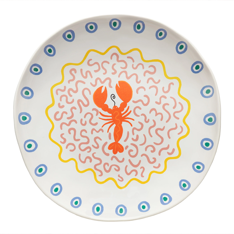 Costa Nova Summer Bliss Low Serving Bowl - Lobster